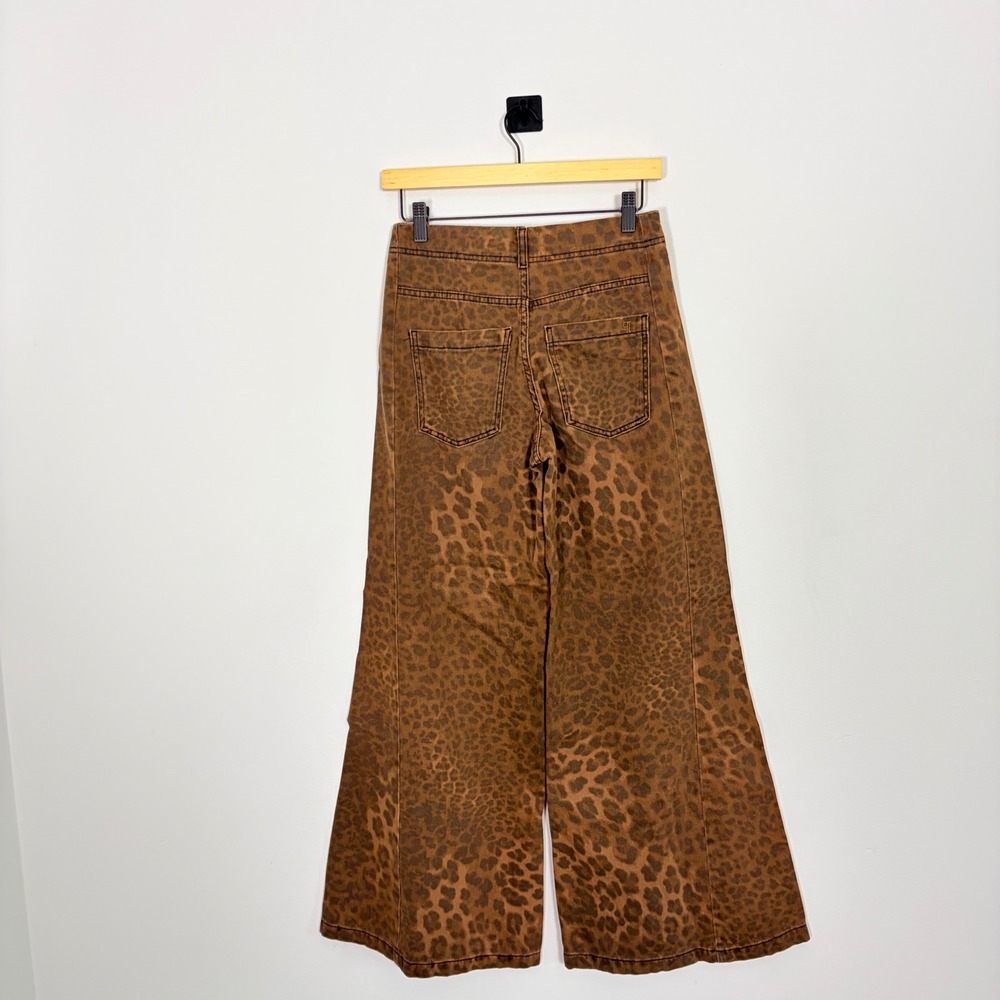 Pilcro Anthropologie Adi Leopard Mid-Rise Flare Jeans Brown Animal Print 25 - Picture 6 of 9